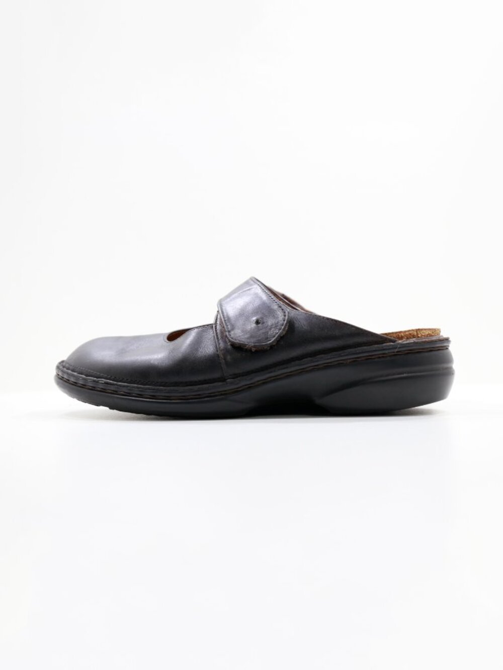 Finn Comfort Stanford Black Leather Flat Mary Jane Clogs Mules - 7/EU 38